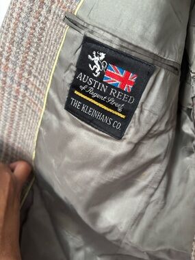 Austin Reed Gray Pea Coat with Subtle Yellow Trim